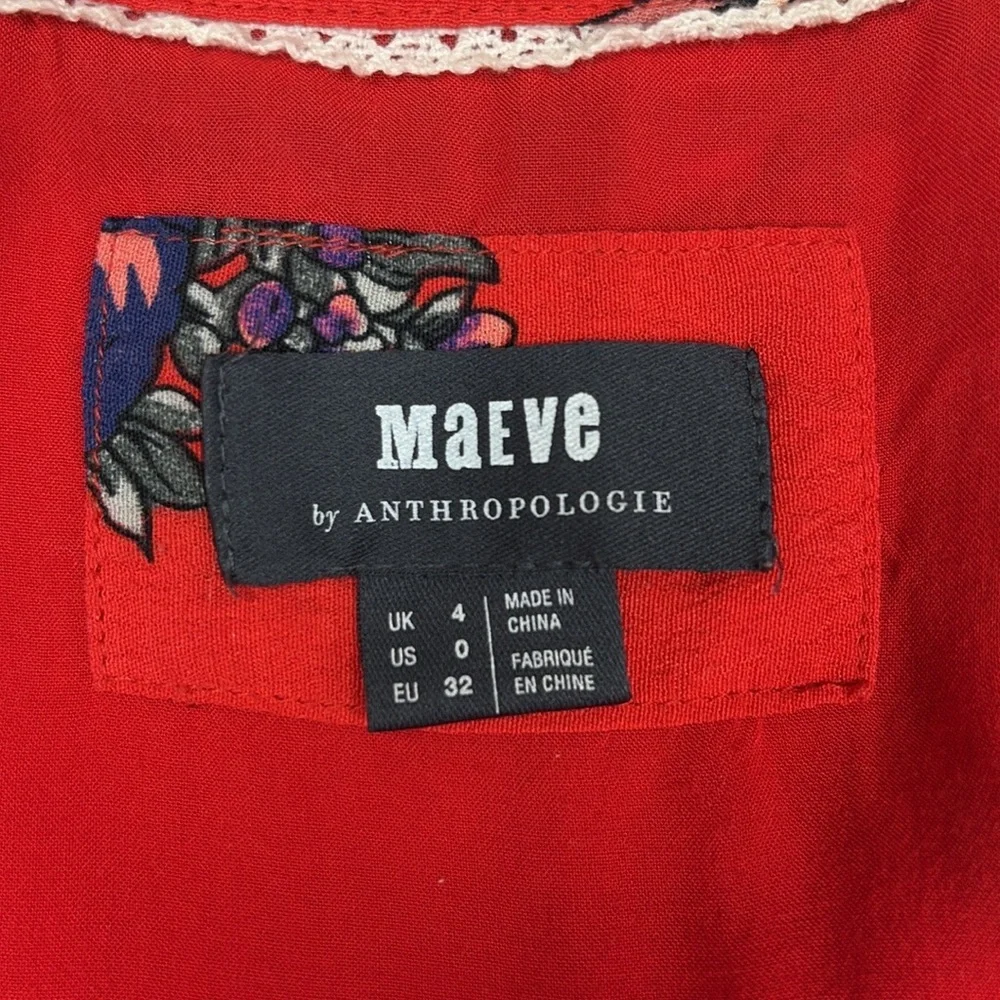 Anthropologie Red Floral Mini Dress - Picture 8 of 9